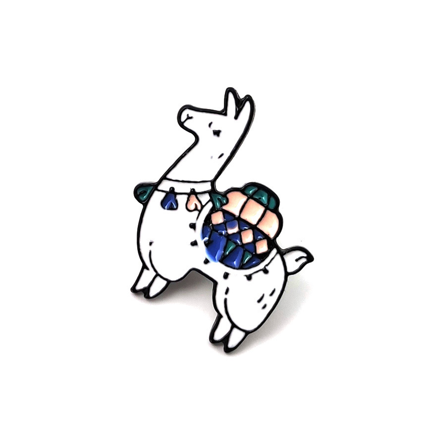 Casual Emamel Pin Alpaca Brosch Bag kl￤der Lapel Pin Badge Cartoon Jewely Kid Friend Gift