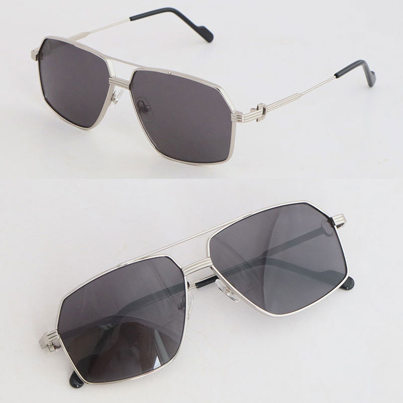 Wholesale Selling Metal Style Mens Sunglasses for women Large Square Silver 18K Gold Eyewear lunettes Fram female Unisex glasses Size 61-12-145mm