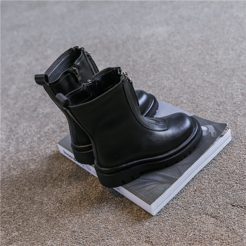St￶vlar barn l￥nga st￶vlar modedesigner svart pu l￤der pojkar flickor h￶st boot front blixtl￥s midcalf chic barn vinter platt skor 221017