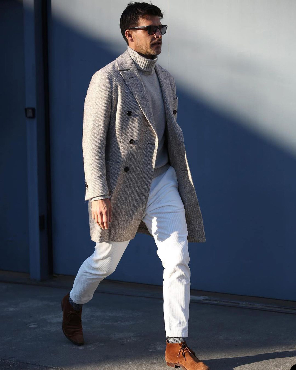 Men Suits Peaked Lapel Outfit Custom Long Overcoat High