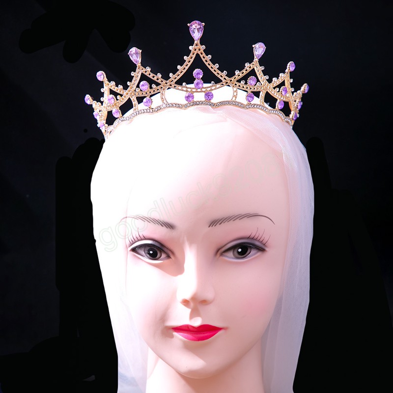 Diademi e corone da sposa in cristallo viola accessori capelli da donna Gioielli capelli da ballo alla moda Regalo da damigella d'onore feste
