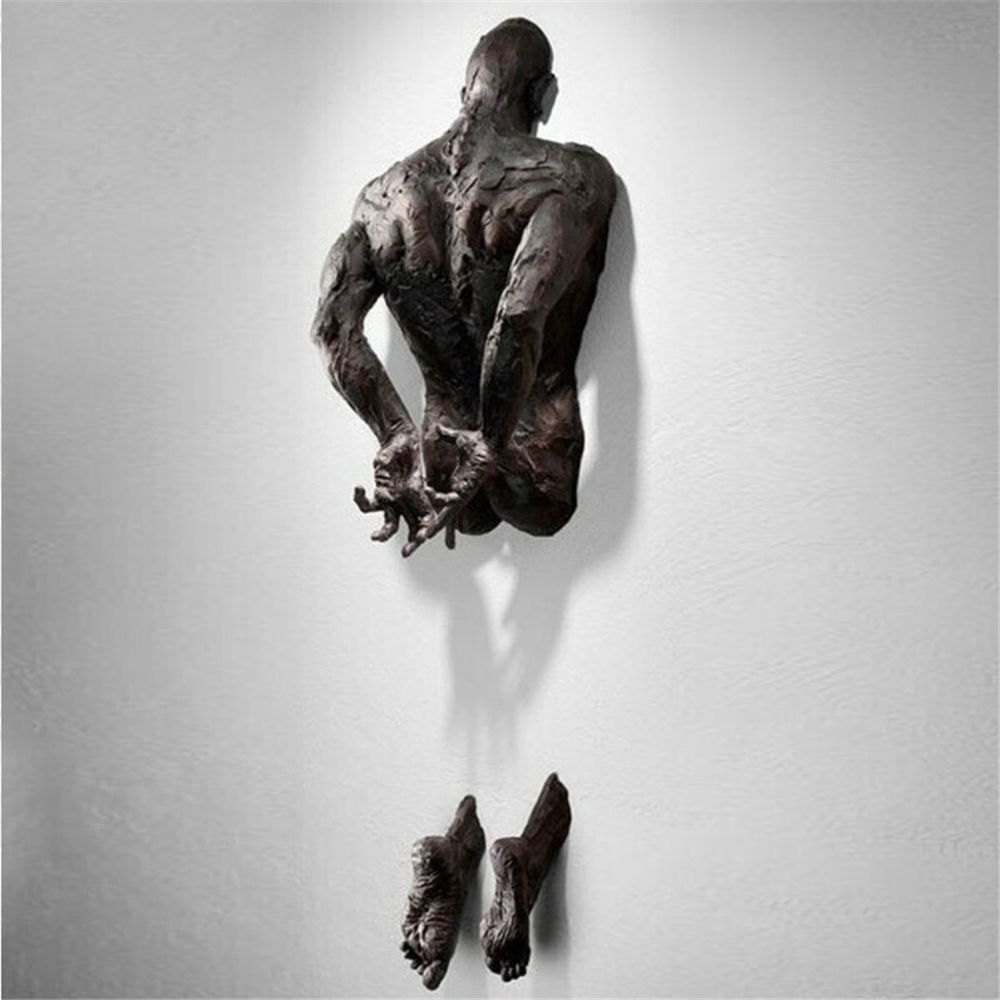 Objets décoratifs Figurines Imitation cuivre décor mural personnage abstrait résine escalade homme Statue Sculpture fond Ar289O