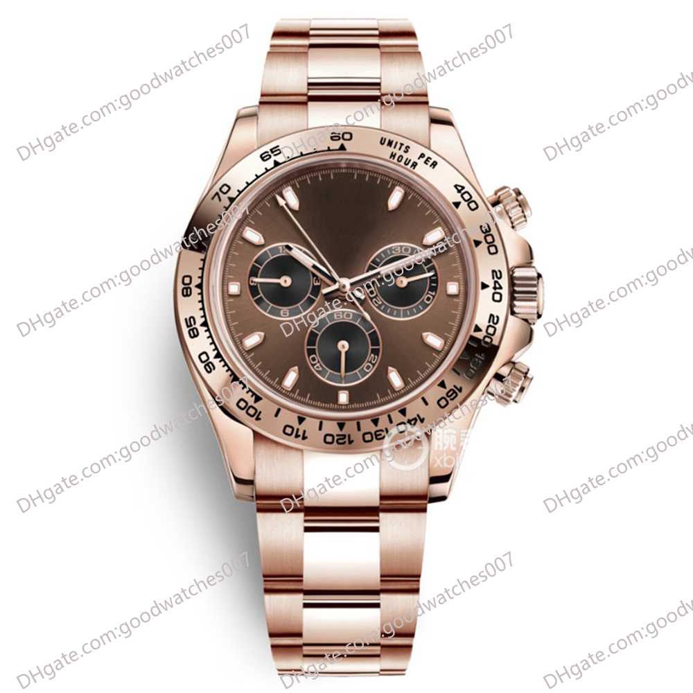 10 Style Men's Watches 116505 40mm Chocolate Dial 18k Rose Gold Rubber Strap No Chronograph 2813 Sports Automatic Mec230T