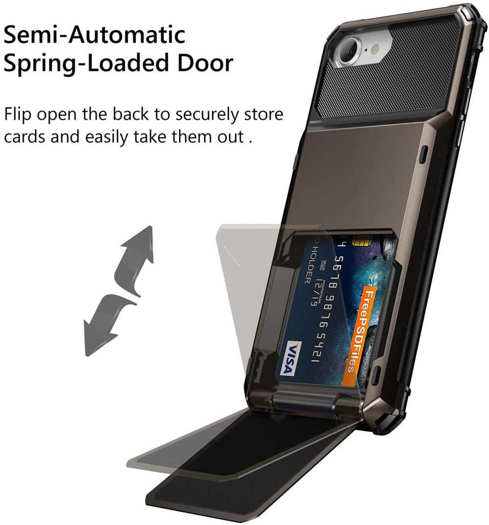 Pour iPhone 14 13 12 X XS XR 11Pro Pro Max Promax 8 Plus 7 7G 8G 7plus 8plus 7 portefeuille porte-carte de crédit fente pour carte d'identité housse de poche