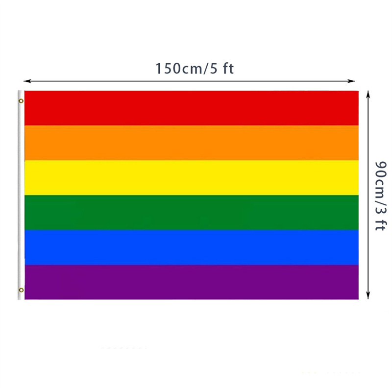 90x150cm 3x5 fts 배너 플래그 LGBT 게이 프라이드 진행 무지개 깃발 직접 공장 스톡 이중 스티치 준비