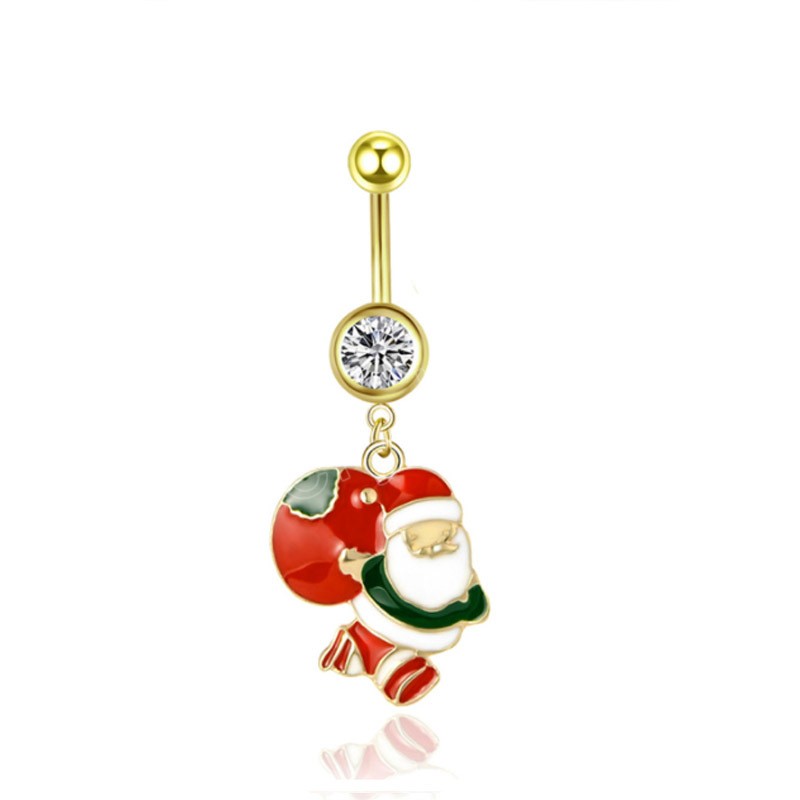 Santa nombril anneau arbre de noël nombril Piercing Dangle ventre anneaux acier chirurgical barre fête pour femme corps bijoux cadeau