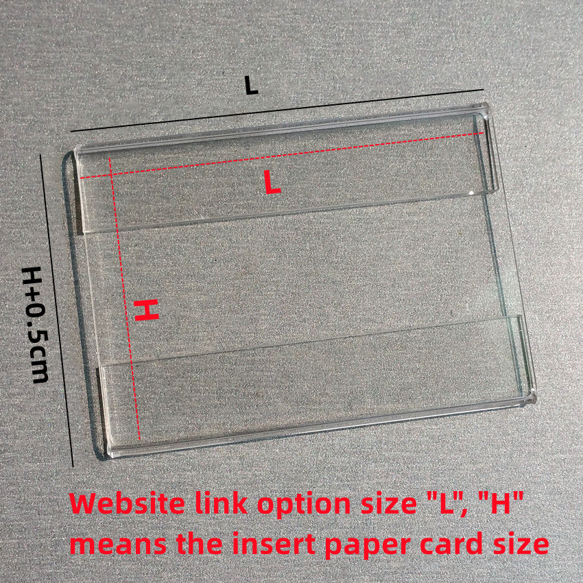 Display pubblicitario Nome in plastica acrilica Talso di cartolina cartone Tassa Etichetta Etichetta Etichetta Mostra Promozione carta Clear T1.2mm Piccolo tipo piatto 