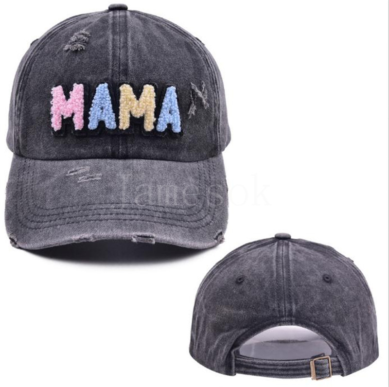 Mama Patch ricamo a colore solido berretto da baseball regolabile Donne lavate Snapback Dad Hat Fashion Sun Shade Truck Caps Caps Hats De833
