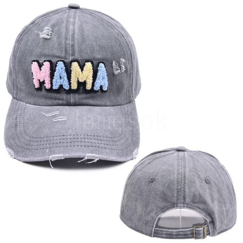 Mama Patch ricamo a colore solido berretto da baseball regolabile Donne lavate Snapback Dad Hat Fashion Sun Shade Truck Caps Caps Hats De833