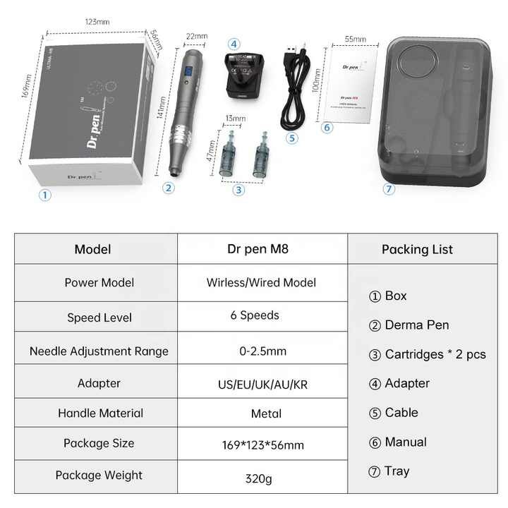 Dispositivi la cura del viso Strumenti la pelle terapia con microneedling derma alla moda Dr pen M8 dermapen elettrico con CE RoHs