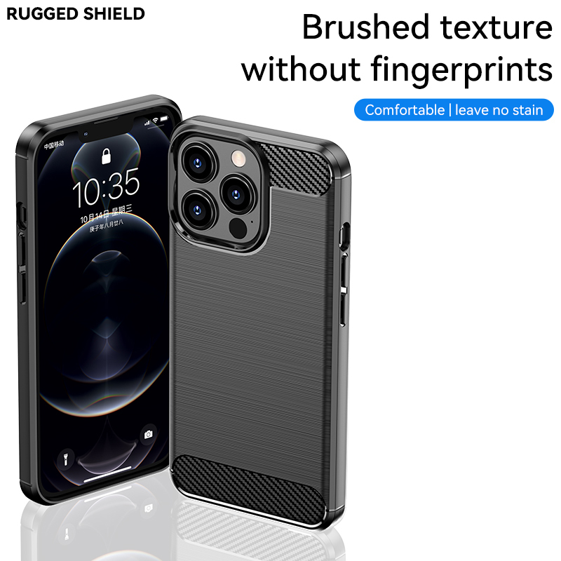 Carbon Phone Cases For Iphone 15 14 13 12 11 Mini Plus Max X XR XS 8 7 Textured Wire Drawing Case TPU Cover Soft Back