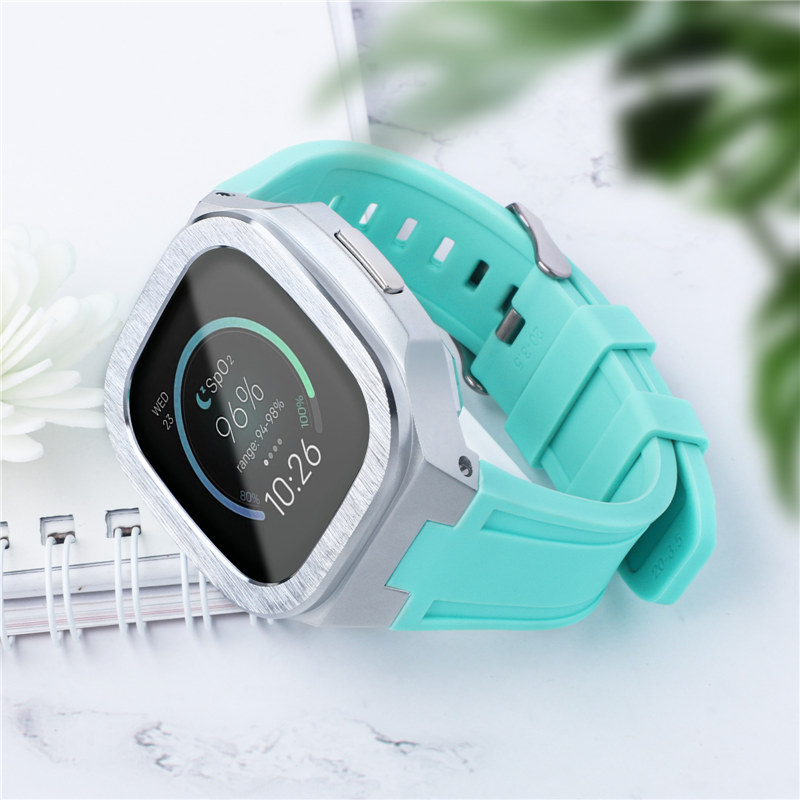 Para Fitbit Versa 3 Fitbit Sense Premium Alloy AP Mod Kit Silicone Protetive Case Band Straplet Tampa