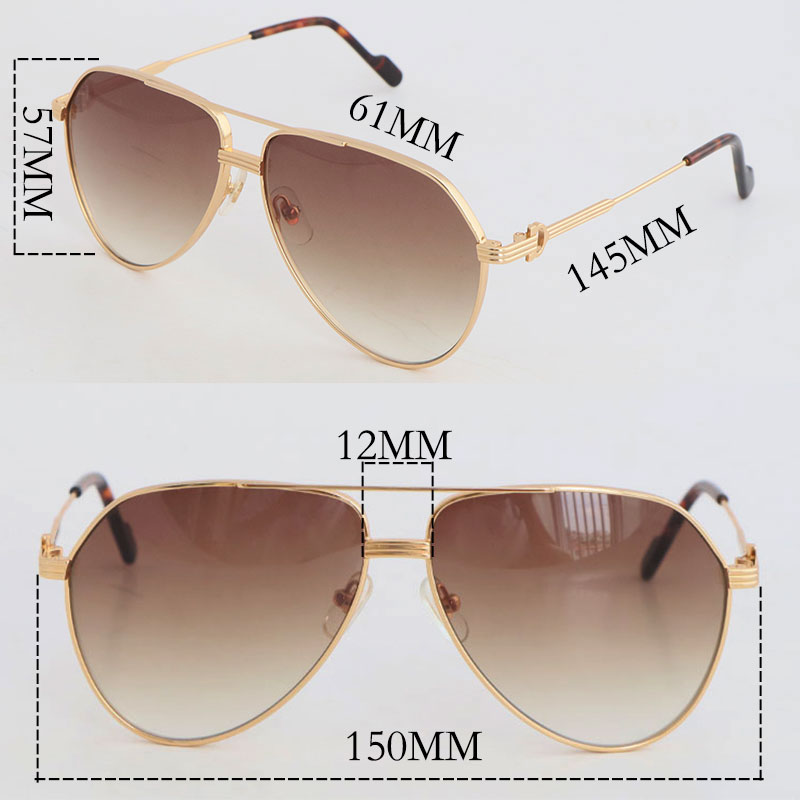 Atacado vendendo estilo de metal óculos de sol masculino para mulheres grande quadrado prata 18k ouro óculos lunettes fram feminino óculos unissex tamanho 61-12-145mm