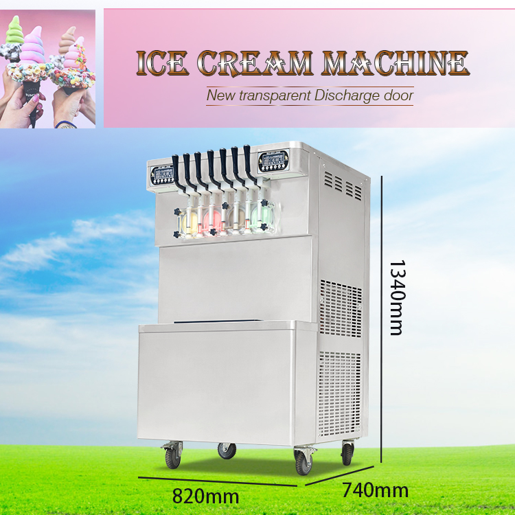 Gratis verzending naar deur Kolice grote capaciteit 7 smaken bevroren yoghurt zachte serveer ijs maken machine snack voedseluitrusting met voorgeleide
