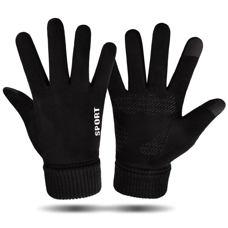 Winter Faux Suede Gloves Home Windproof Touchscreen Warm Men Women Cycling Gloves