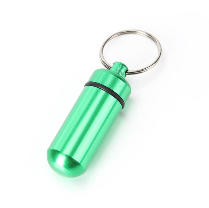 17x48mm aluminiumlegeringsl￥dor Metallvattent￤t piller Box Case Keyring Key Chain Ring Medicine Lagring Organiser Botth￥llare Container SN4982