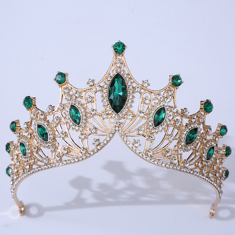 크리스탈 화려한 기하학적 크라운 Tiaras 빈티지 모조 다이아몬드 여성을위한 신부 웨딩 헤어 액세서리 보석