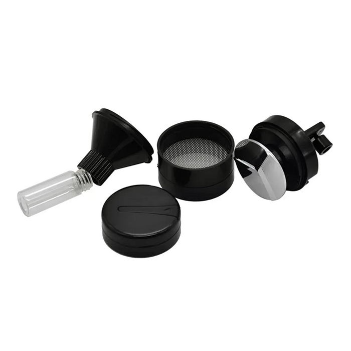 Broyeur à tabac entonnoir en plastique Accessoires pour fumeurs moulin avec étui de rangement pour bouteille en verre concasseur à herbes sèches broyeurs à épices