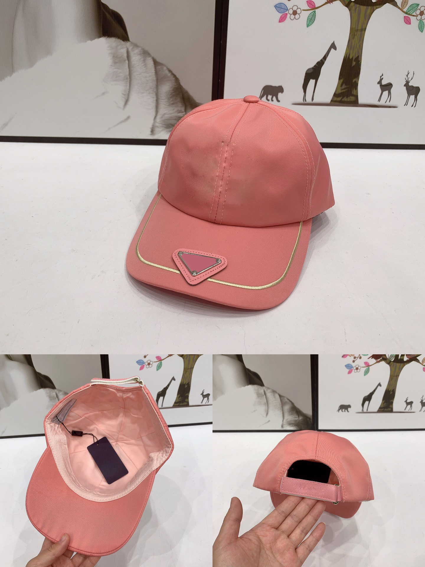 Par Designer Ball Kepsar Godis Färg Metall Triangel Bokstavskassett Resa Gatufotografi Present hattardesigner hatt