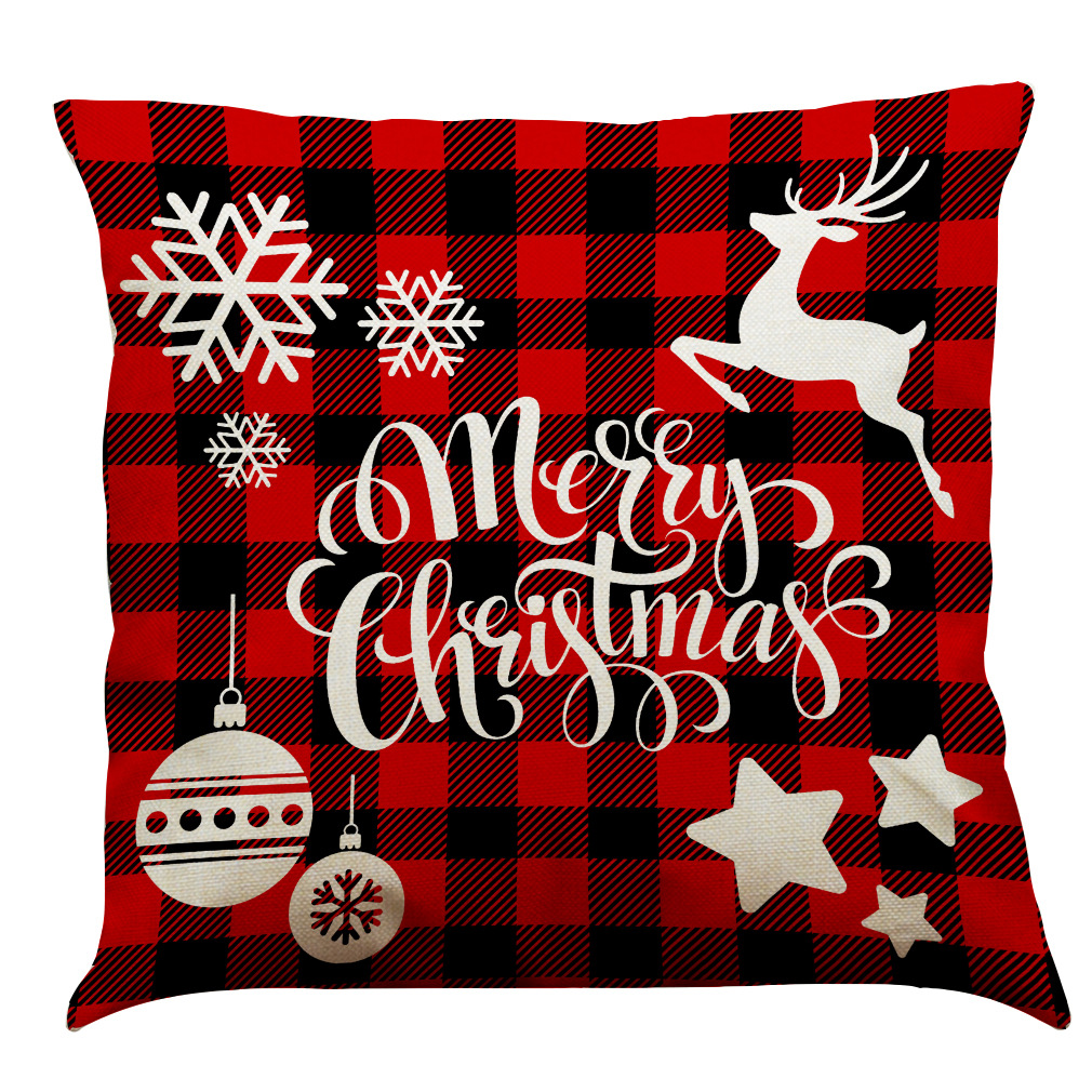 Housses de coussin de Noël 18 x 18 taie d'oreiller rouge décorations de Noël flocon de neige ferme lin coussin taie d'oreiller pour la décoration intérieure vacances décoratives