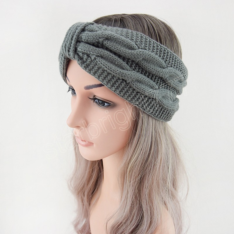 Plus Samt Stricken Woolen Stirnband Für Frauen Double Twist Häkeln Gestrickte Haarband Yoga Elastische Haarband Haar Zubehör