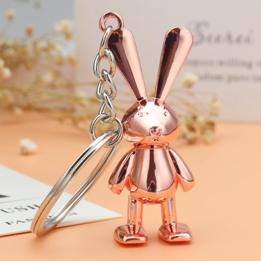 Fashion Keychains 3D Rabbit Black Silver Color Pendants DIY Men Car Key Chain Ring Holder Keyring Jewelry Gift