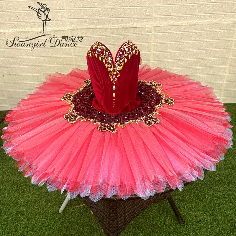 Vuxen Red La Esmeralda Paquita Variation Professional Ballet Tutu Costumes BT4171