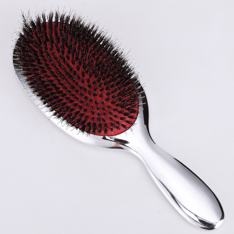 Hair Brushes Luxury Gold And Silver Color Boar Bristle Paddle Oval Anti Static Comb dressing Massage 221017