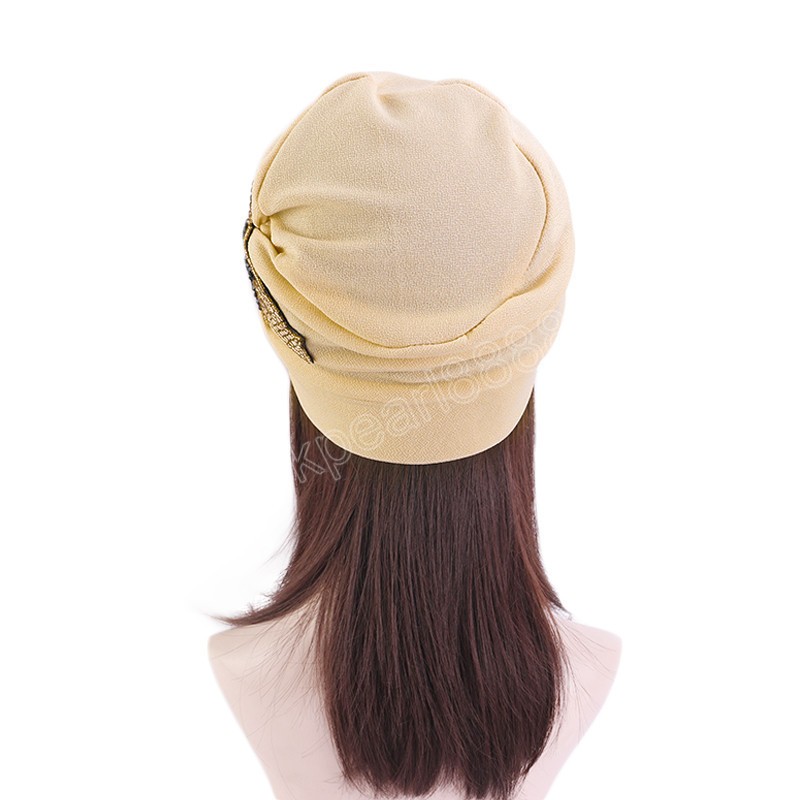 Мусульманские ювелирные ювелирные украшения Soild Color india Hat Beanie for Ladies Elastic Skullies Turban Chemi Cap мягкая головная одежда рака