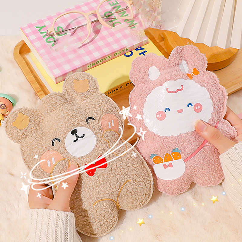 Decorative Objects Figurines Cartoon Plush Bear Hot Water Bottle Water Filling Teddy Velvet Small Portable Student Hand Warmer Cute Warm Water Bag Y2210