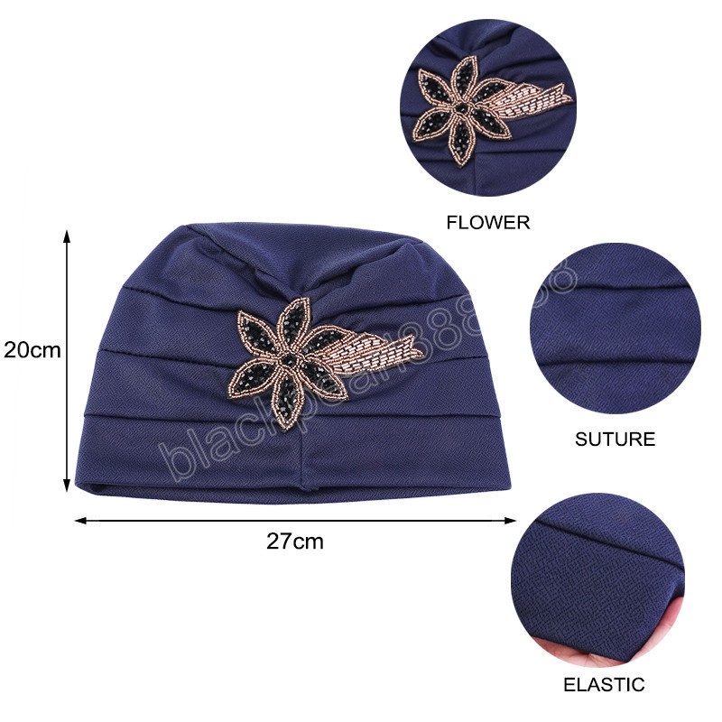 Мусульманские ювелирные ювелирные украшения Soild Color india Hat Beanie for Ladies Elastic Skullies Turban Chemi Cap мягкая головная одежда рака