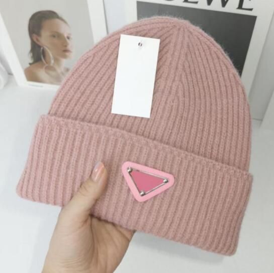 Gorro de punto de lana cálido de Color sólido para mujer, gorro con puños fluorescentes, gorros femeninos, gorro informal cálido, invierno y otoño