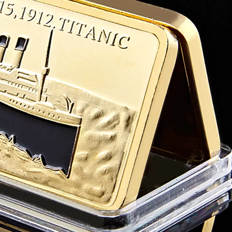 Metal Craft 1912 Titanic Boat Ship 1oz Bar Of 24Kt Gold Plate Ingot 100 Anniversary Ornaments Gift Home Art Collection Modern