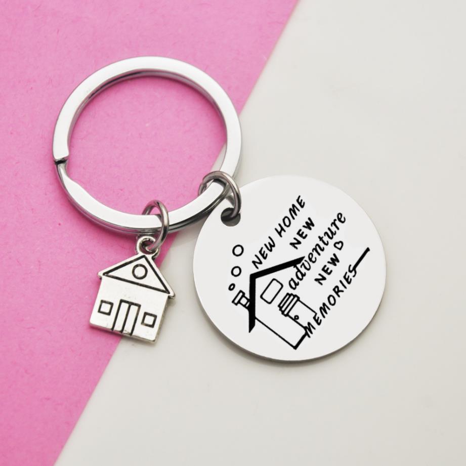 New Adventures news Memories Keychains Creative House Charms Stainless Steel Key Chains Keyring Housewarming Gifts