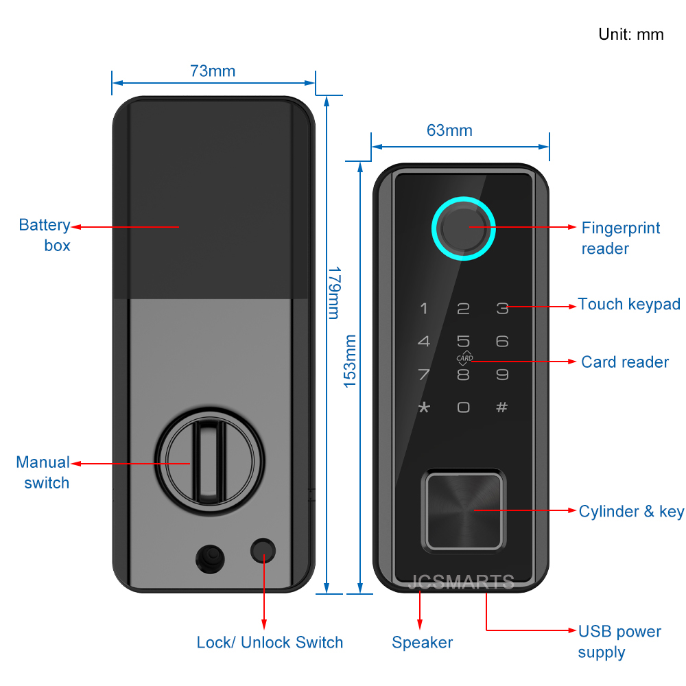 Automatisches Riegel-Smart-Schloss, elektronisches kabelloses Tuya-App-Fingerabdruck-Schloss