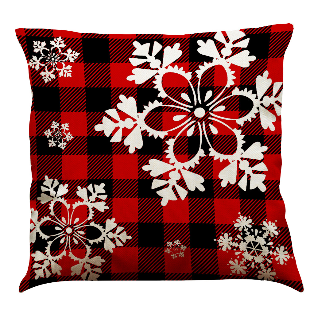 Housses de coussin de Noël 18 x 18 taie d'oreiller rouge décorations de Noël flocon de neige ferme lin coussin taie d'oreiller pour la décoration intérieure vacances décoratives