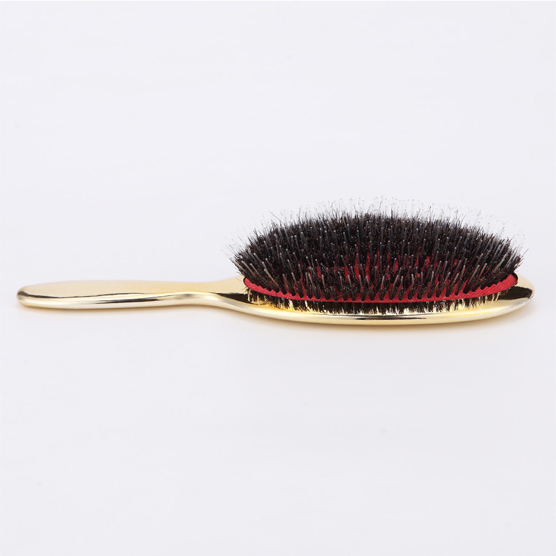 Hair Brushes Luxury Gold And Silver Color Boar Bristle Paddle Oval Anti Static Comb dressing Massage 221017