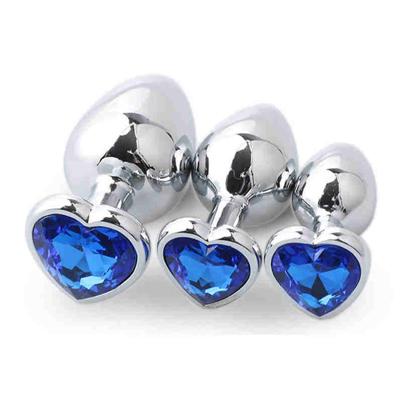 Anal Plug Heart 3 Sizes Stainless Steel Crystal Removable Butt Plug Stimulator Anals Sex Toys Prostate Massager Dildo