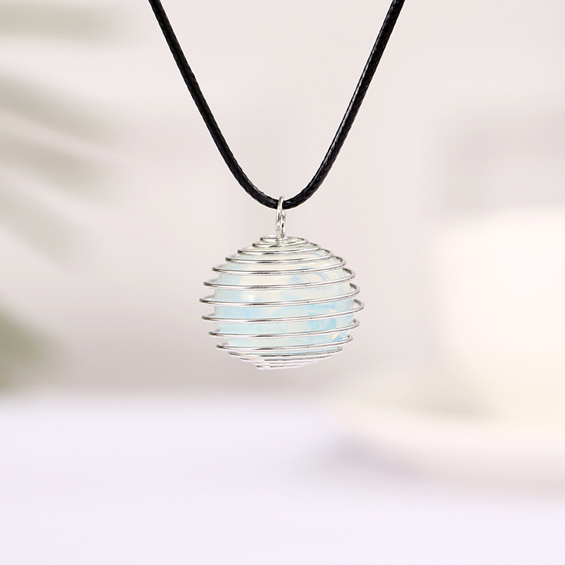 Pierre naturelle Fil Enroulement Net Poche Pendentif Cristal Collier Guérison Reiki Tentures Quartz Artisanat En Gros