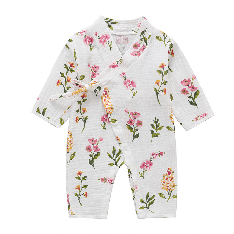 Rompers geboren 100% moslim katoen pyjama's baby kimono gewaad baby organische cartoon jumpsuit jongens meisjes romper slaapkleding 26 221018