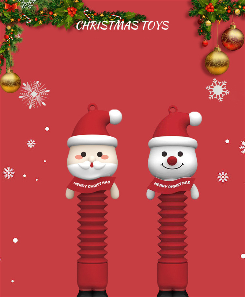 Lysande ljus Santa's Telescopic Stretchy Tube Christmas Santa Claus Snowman Doll Stretching Decompression Toys