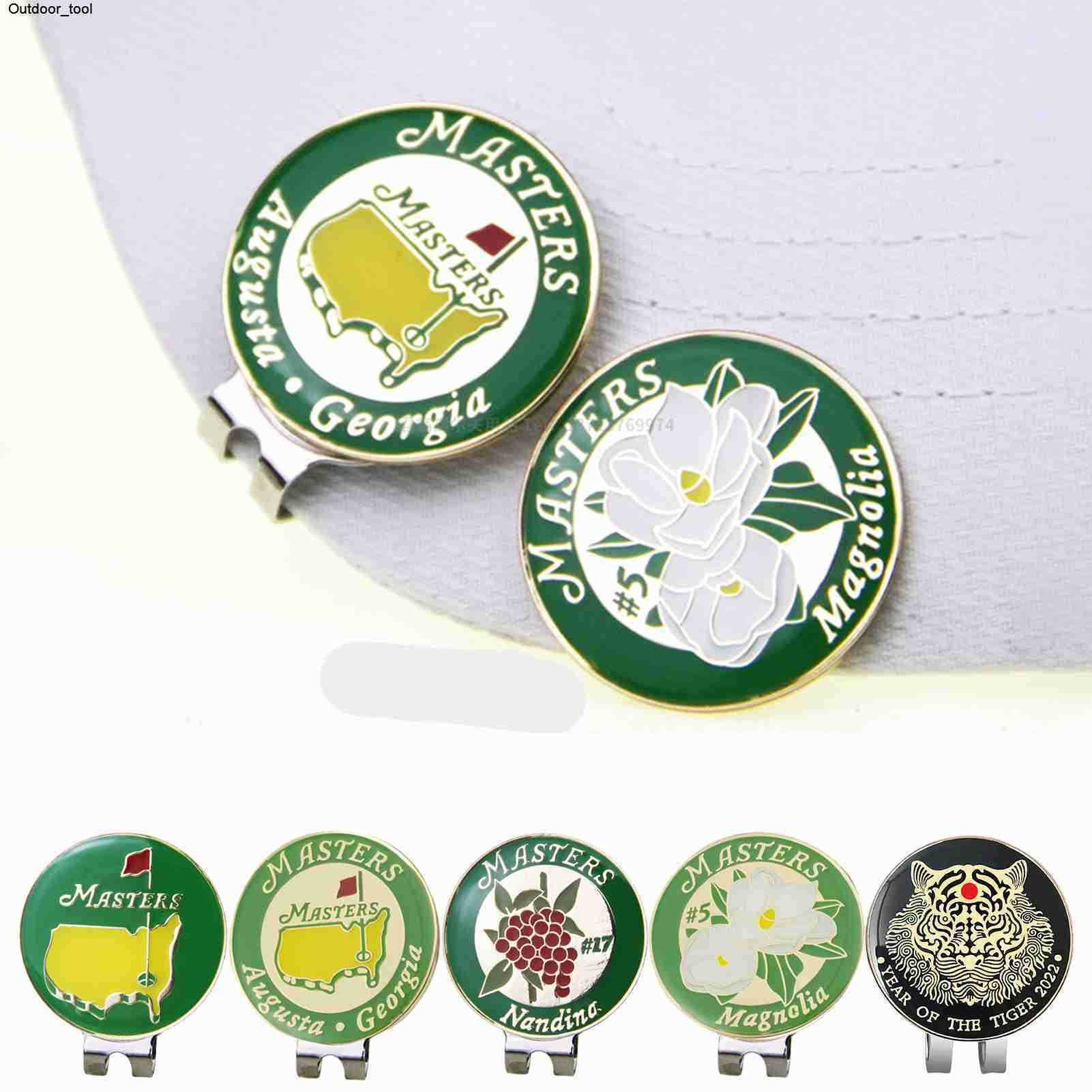 6 Styles 30mm golfbollmarkör med hattklämma magnetisk legering Mark American Style för golfboll sport golf tillbehör