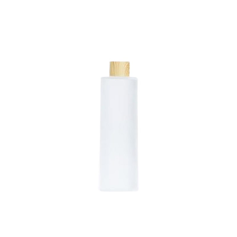 Emballage Vide Bouteille En Plastique En Verre Givré Épaule Plate Faux Couvercle À Vis En Bois Avec Bouchon Intérieur Récipient Rechargeable Portable 20ml 30ml 40ml 50ml 60ml 80ml 100ml 120ml