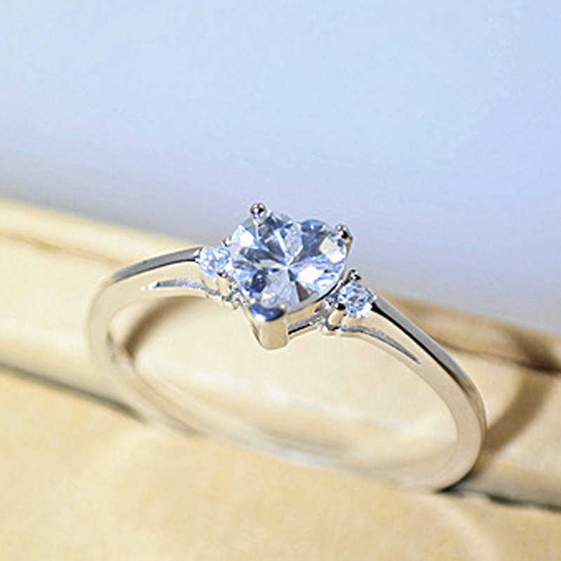 Romantische Herz CZ Diamant Hochzeit Ringe für Frauen Echt 925 Sterling Silber Verlobung Schmuck Ring Liebe Geschenk Anillo Bague