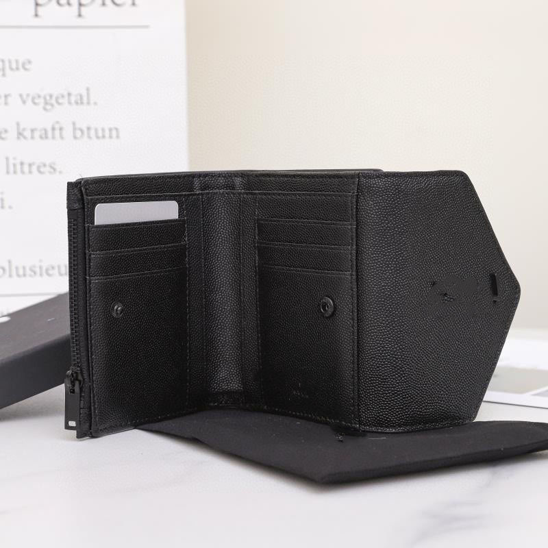 Mody damski prawdziwy projektanci zamka błyskawicy krótkie portfele męskie fold w ziarno de poudre skórzana karta kredytowa Holde290a