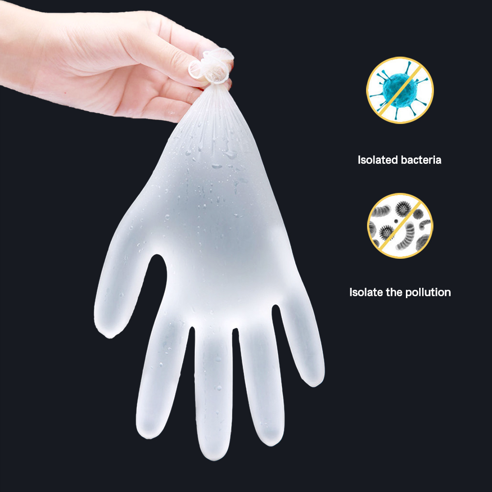 100 Luvas de PVC descartáveis ​​Luvas antibacterianas de proteção universal para lavar louça/cozinha/jardim limpeza doméstica