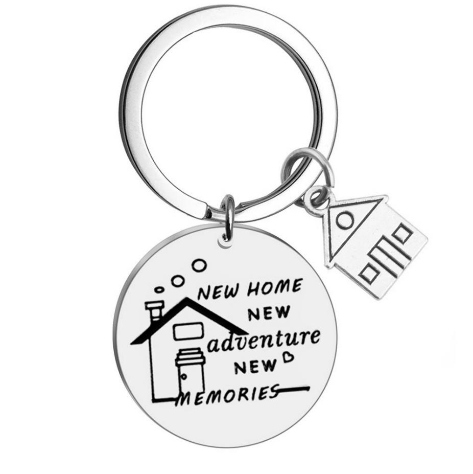 New Adventures news Memories Keychains Creative House Charms Stainless Steel Key Chains Keyring Housewarming Gifts