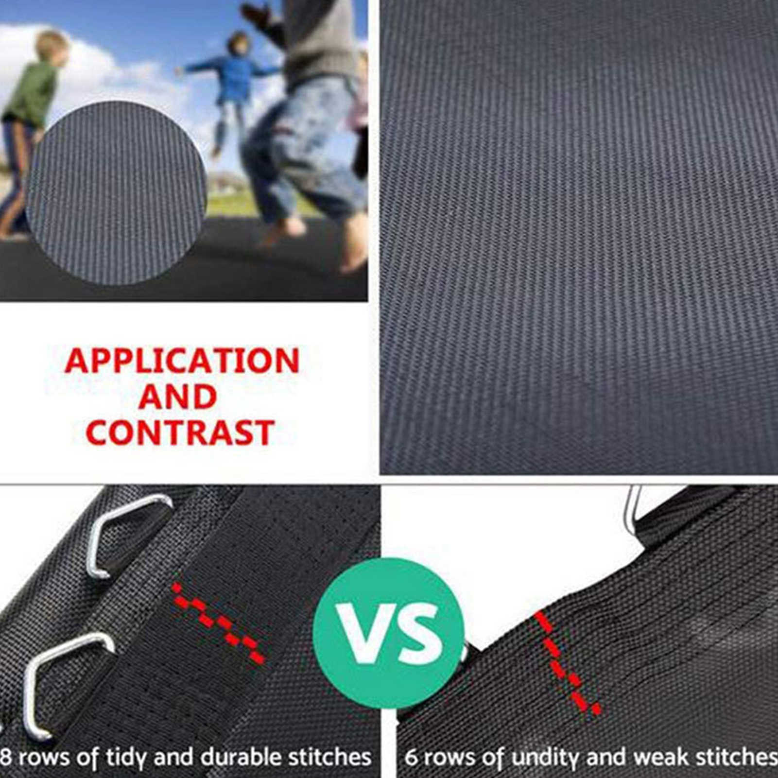 New Black Trampoline Mat Replacement Jumping Round With Hooks Accessories 8/10ft