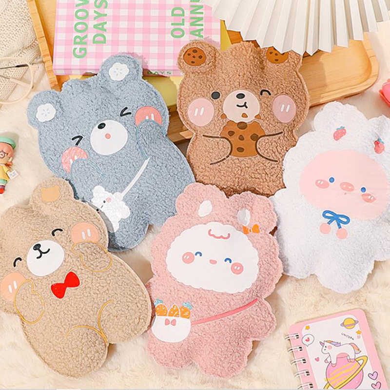 Decorative Objects Figurines Cartoon Plush Bear Hot Water Bottle Water Filling Teddy Velvet Small Portable Student Hand Warmer Cute Warm Water Bag Y2210