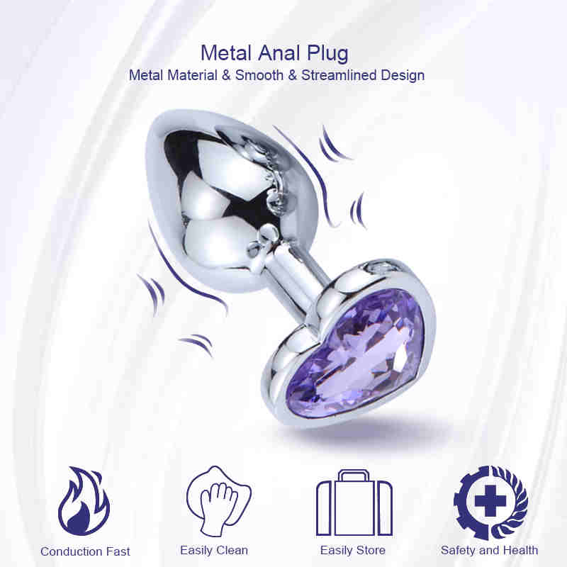 Anal Plug Heart 3 Sizes Stainless Steel Crystal Removable Butt Plug Stimulator Anals Sex Toys Prostate Massager Dildo